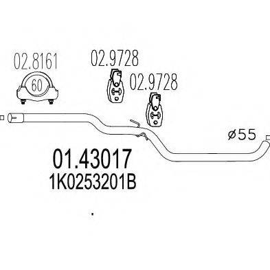 MTS 0143017 Труба вихлопного газу