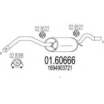 MTS 0160666 Глушник вихлопних газів кінцевий