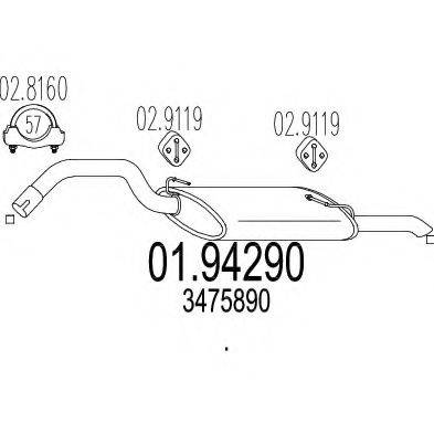 MTS 0194290 Глушник вихлопних газів кінцевий