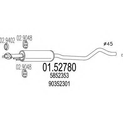 MTS 0152780 Середній глушник вихлопних газів