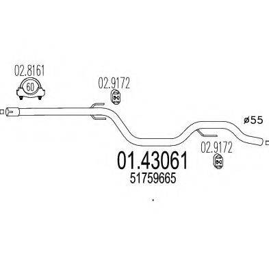 MTS 0143061 Труба вихлопного газу