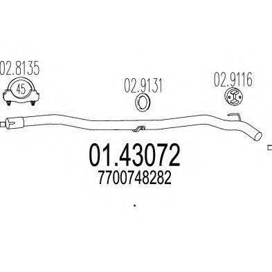 MTS 0143072 Труба вихлопного газу