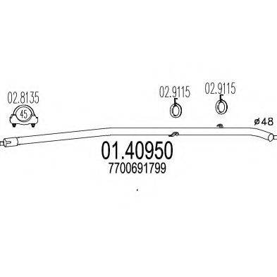 MTS 0140950 Труба вихлопного газу