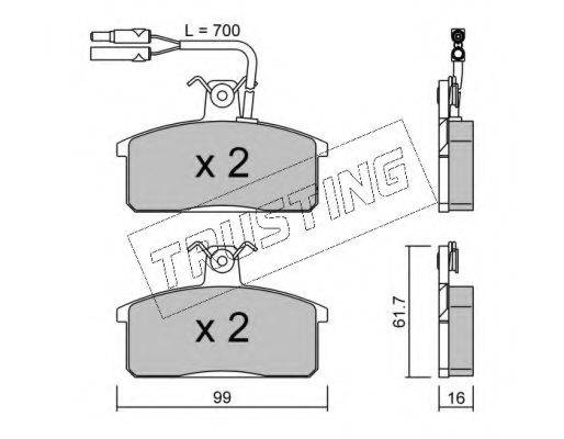 TRUSTING 0281 Комплект гальмівних колодок, дискове гальмо