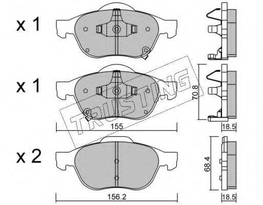TRUSTING 4640 Комплект гальмівних колодок, дискове гальмо