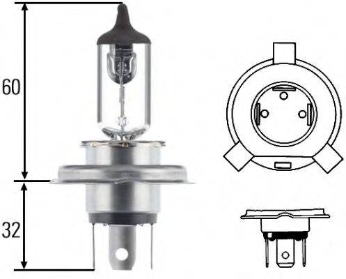 HELLA 8GJ002525131 Лампа розжарювання, фара далекого світла; Лампа розжарювання, основна фара; Лампа розжарювання, протитуманна фара; Лампа розжарювання; Лампа розжарювання, основна фара