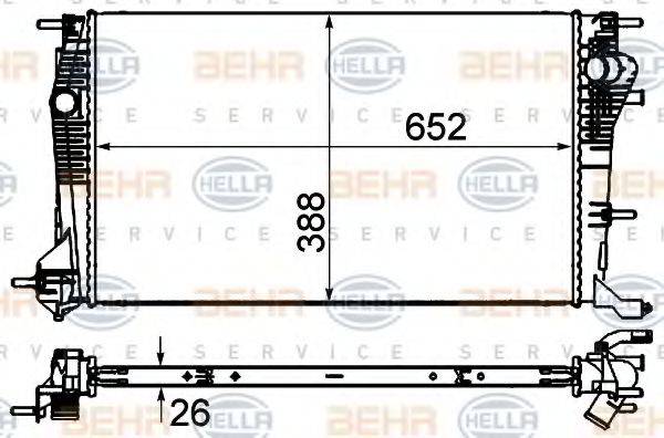 HELLA 8MK376700391 Радіатор, охолодження двигуна