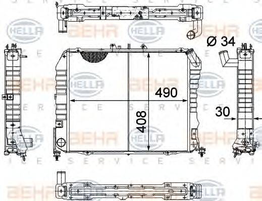 HELLA 8MK376705701 Радіатор, охолодження двигуна