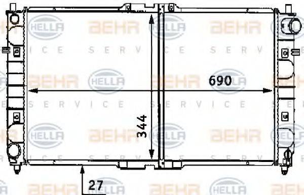 HELLA 8MK376707381 Радіатор, охолодження двигуна