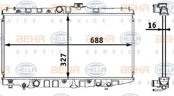 HELLA 8MK376708151 Радіатор, охолодження двигуна