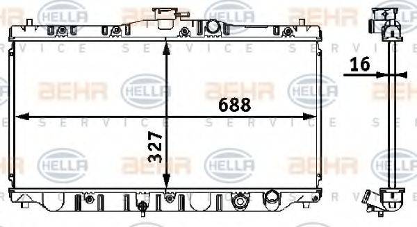 HELLA 8MK376708211 Радіатор, охолодження двигуна