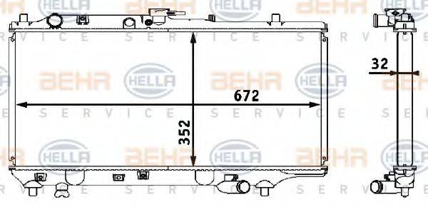 HELLA 8MK376708291 Радіатор, охолодження двигуна