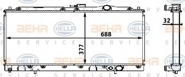 HELLA 8MK376708321 Радіатор, охолодження двигуна