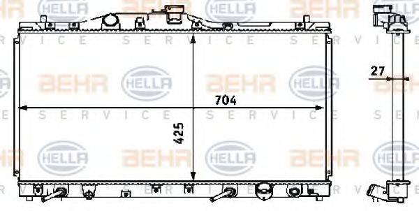 HELLA 8MK376708371 Радіатор, охолодження двигуна