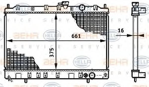 HELLA 8MK376708641 Радіатор, охолодження двигуна