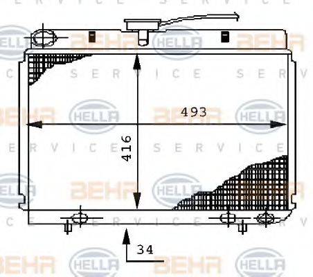 HELLA 8MK376710541 Радіатор, охолодження двигуна