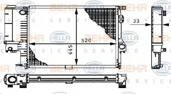 HELLA 8MK376711121 Радіатор, охолодження двигуна