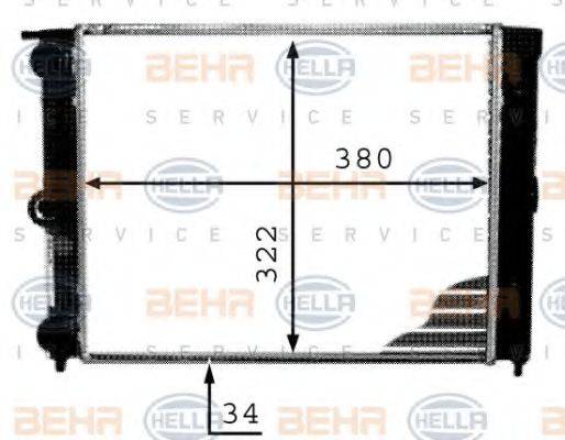 HELLA 8MK376713341 Радіатор, охолодження двигуна