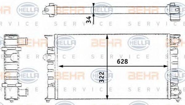 HELLA 8MK376713421 Радіатор, охолодження двигуна