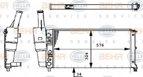 HELLA 8MK376713541 Радіатор, охолодження двигуна