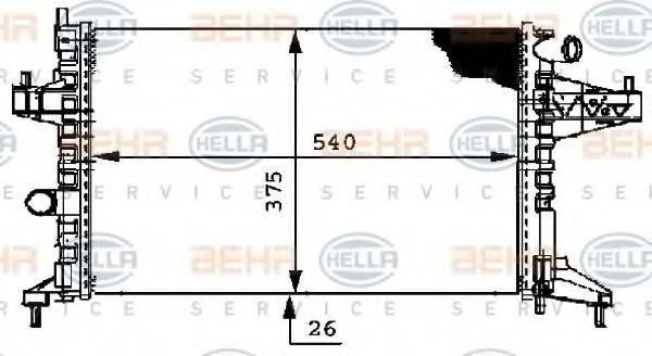 HELLA 8MK376714361 Радіатор, охолодження двигуна