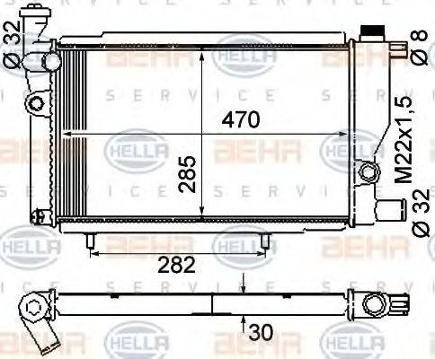 HELLA 8MK376715381 Радіатор, охолодження двигуна