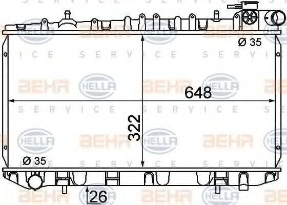 HELLA 8MK376716351 Радіатор, охолодження двигуна