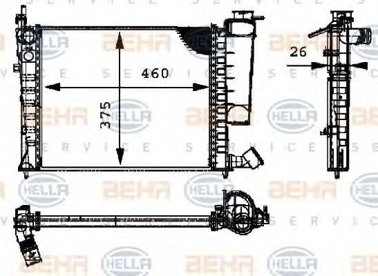 HELLA 8MK376716631 Радіатор, охолодження двигуна