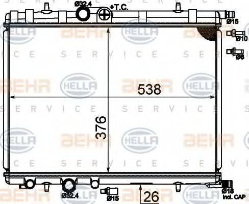 HELLA 8MK376718054 Радіатор, охолодження двигуна