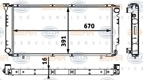 HELLA 8MK376718441 Радіатор, охолодження двигуна