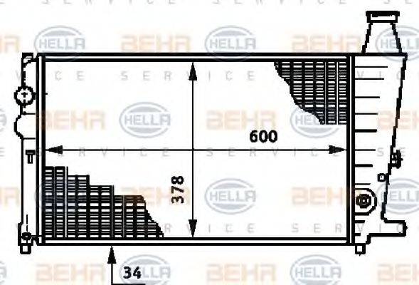 HELLA 8MK376719381 Радіатор, охолодження двигуна