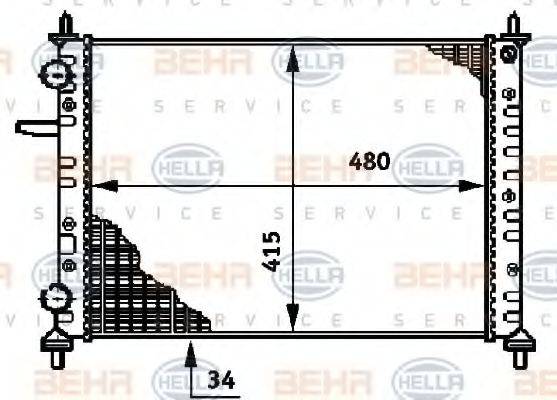 HELLA 8MK376720341 Радіатор, охолодження двигуна