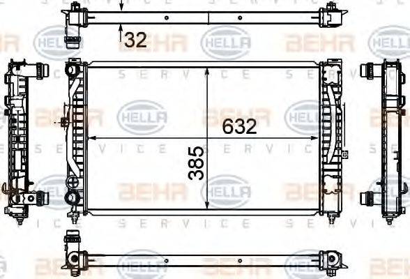 HELLA 8MK376720591 Радіатор, охолодження двигуна