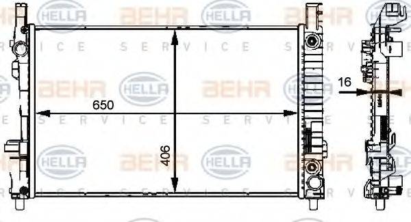 HELLA 8MK376721031 Радіатор, охолодження двигуна