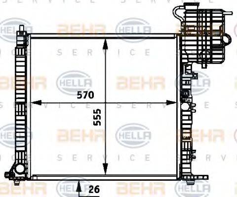 HELLA 8MK376722031 Радіатор, охолодження двигуна