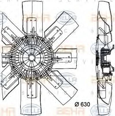 HELLA 8MV376728531 Вентилятор, охолодження двигуна