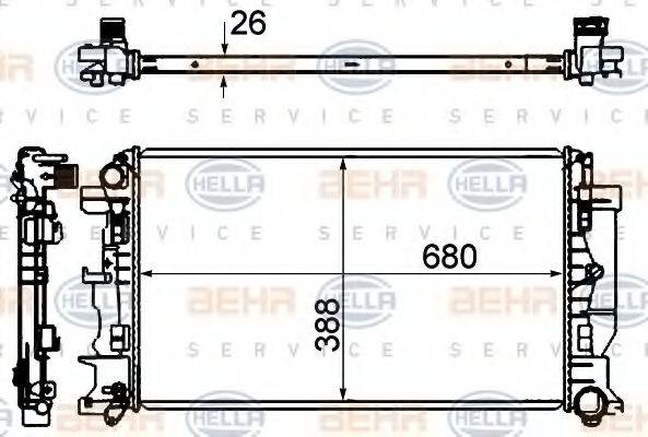 HELLA 8MK376735331 Радіатор, охолодження двигуна