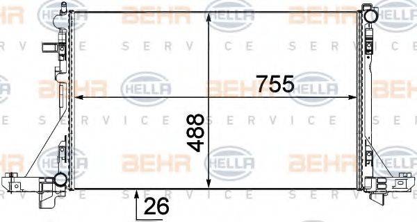 HELLA 8MK376737101 Радіатор, охолодження двигуна