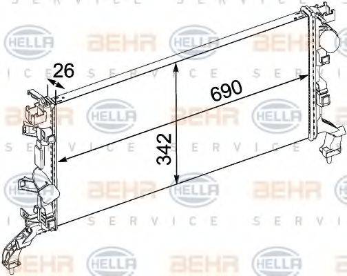 HELLA 8MK376745231 Радіатор, охолодження двигуна