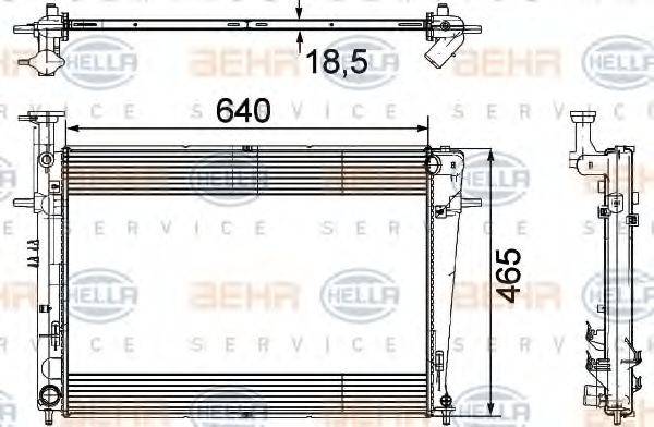 HELLA 8MK376745611 Радіатор, охолодження двигуна