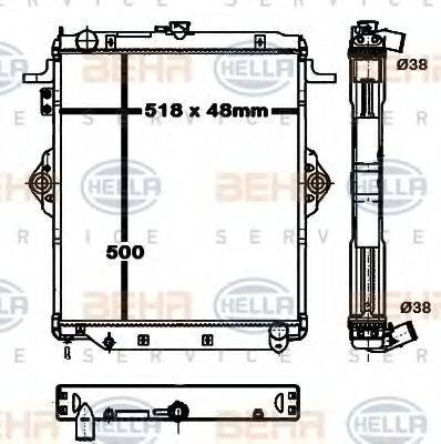 HELLA 8MK376750391 Радіатор, охолодження двигуна