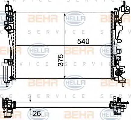 HELLA 8MK376754571 Радіатор, охолодження двигуна