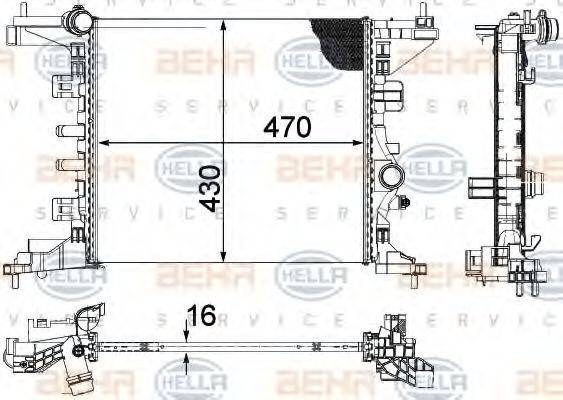 HELLA 8MK376756441 Радіатор, охолодження двигуна