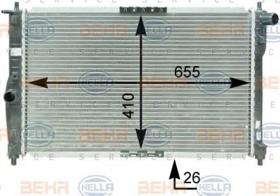 HELLA 8MK376762701 Радіатор, охолодження двигуна