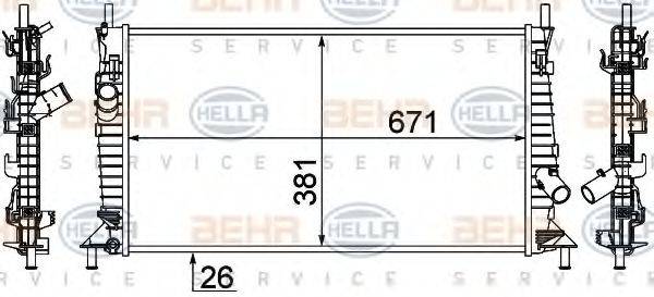 HELLA 8MK376764341 Радіатор, охолодження двигуна