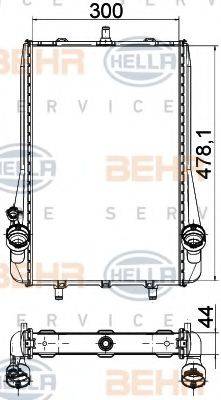 HELLA 8MK376765131 Радіатор, охолодження двигуна