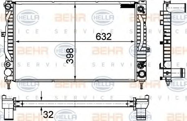 HELLA 8MK376766141 Радіатор, охолодження двигуна