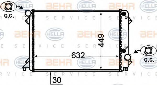 HELLA 8MK376766171 Радіатор, охолодження двигуна