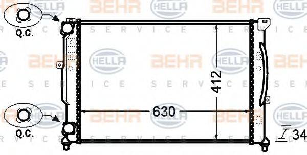 HELLA 8MK376766351 Радіатор, охолодження двигуна