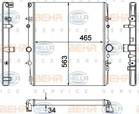 HELLA 8MK376767131 Радіатор, охолодження двигуна